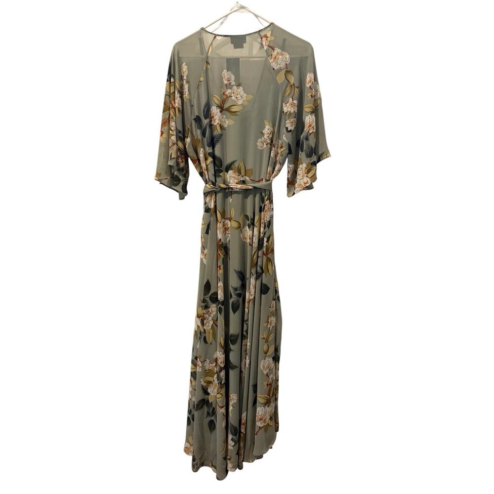 NWT City Chic Maxi Dress In Dusty Green Floral Size 18 Tie Waist Hi Low Flowy - Picture 9 of 12